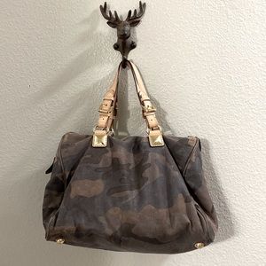 RARE Michael Kors camo Grayson leather satchel handbag